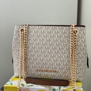 Beige & Brown Michael Kors Crossbody Purse/Handbag